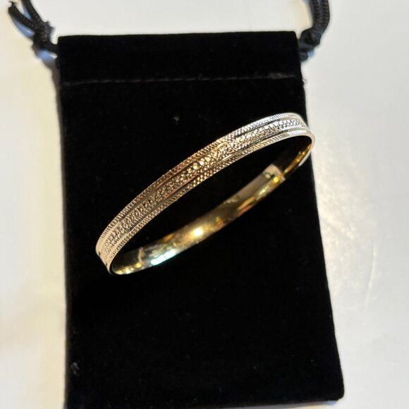 Lifetime Jewelry Gold Plated Bangle Bracelet with Decorative Engraving - Picture 5 of 9